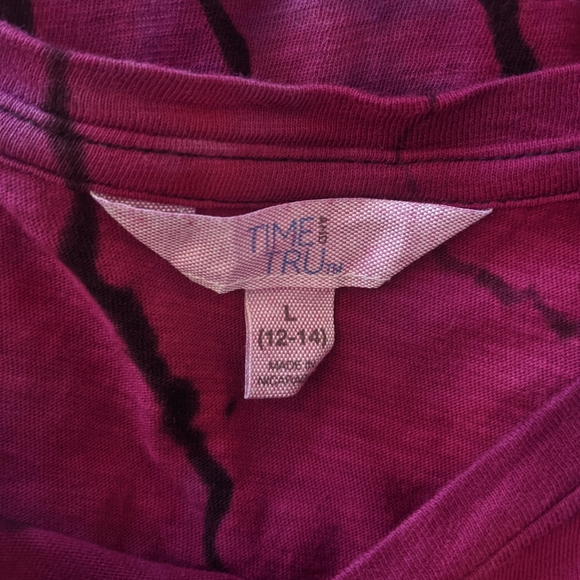 Reverse Tie Dye Geode L Womens T Shirt Tiered Peplum Cotton Large Pink Black - Picture 7 of 8